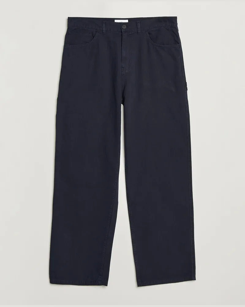 LES DEUX Roi Carpenter Herringbone Pants Dark Navy Blau