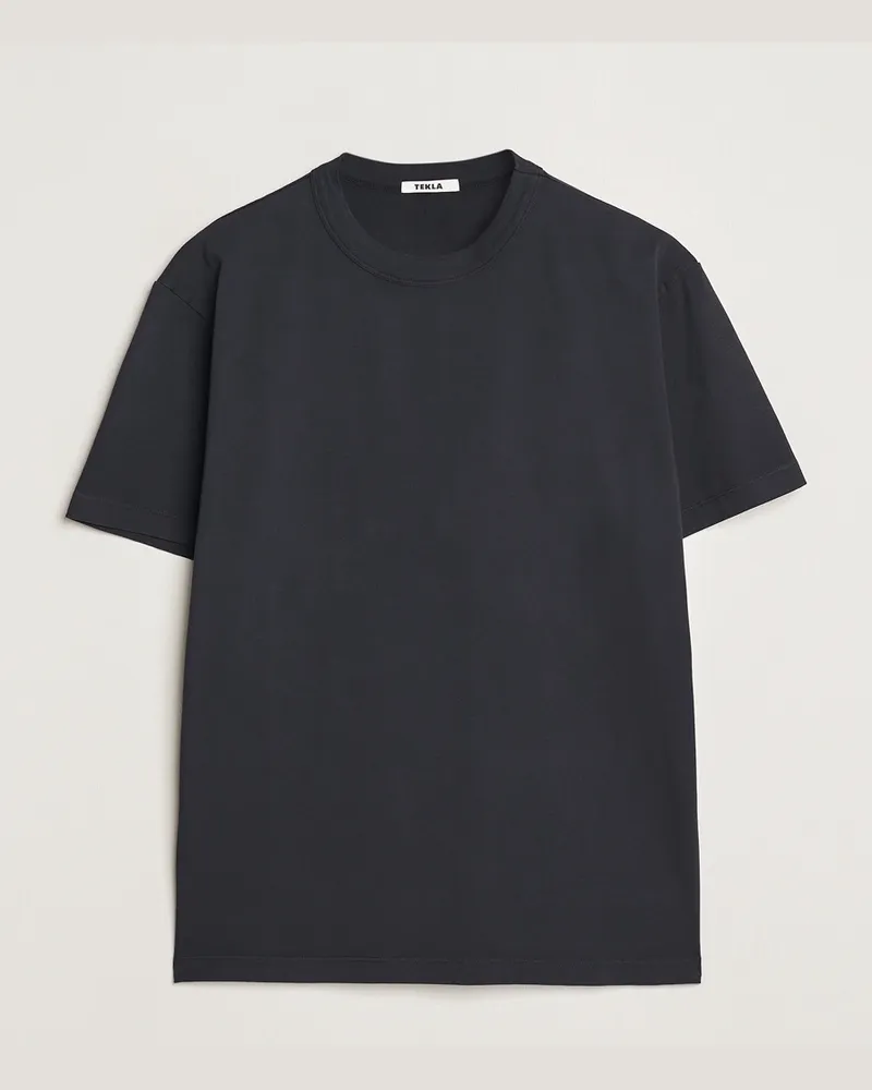 TEKLA Organic Cotton Sleeping T-Shirt Black Schwarz