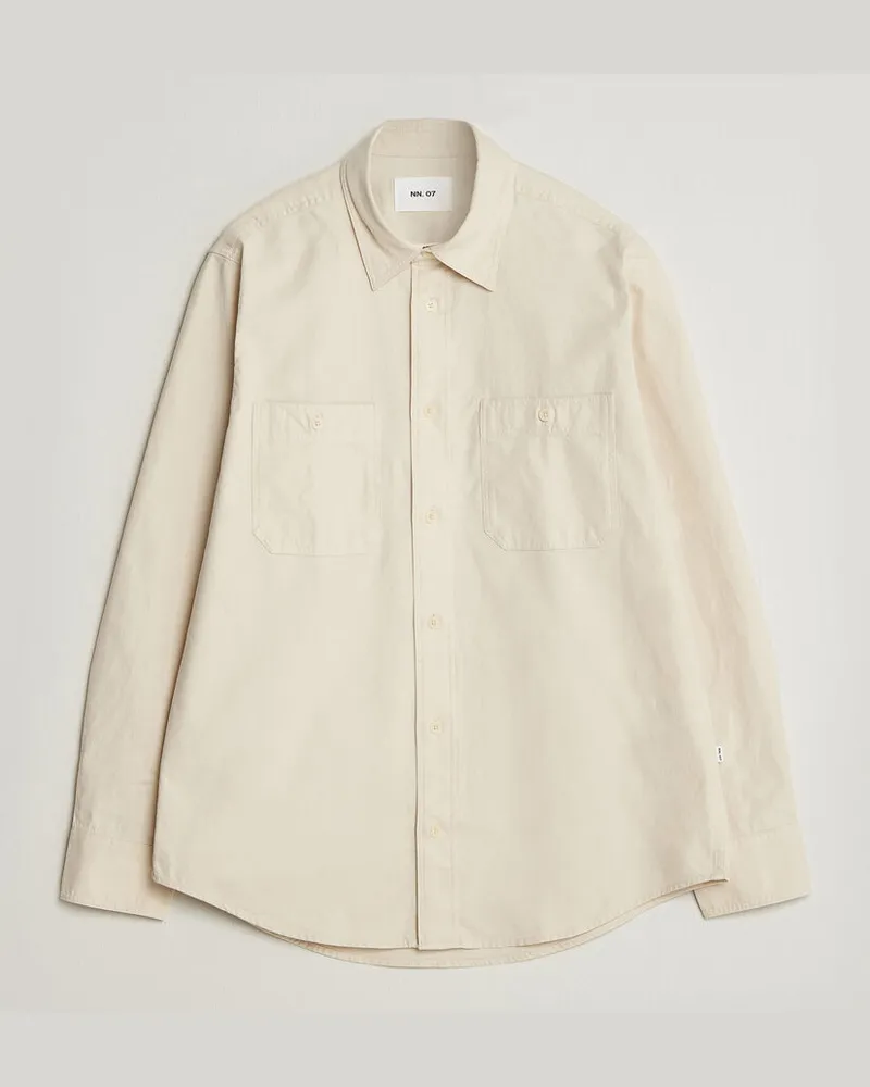 NN 07 Colby Twill Overshirt Ivory Beige