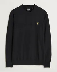 Lyle & Scott Baumwoll/Merino Rundhalspullover Jumper Jet Black Schwarz