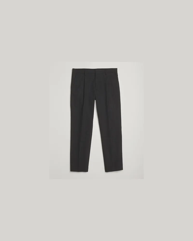 NN 07 Bill Wool Pleated Trousers Black Multi Schwarz