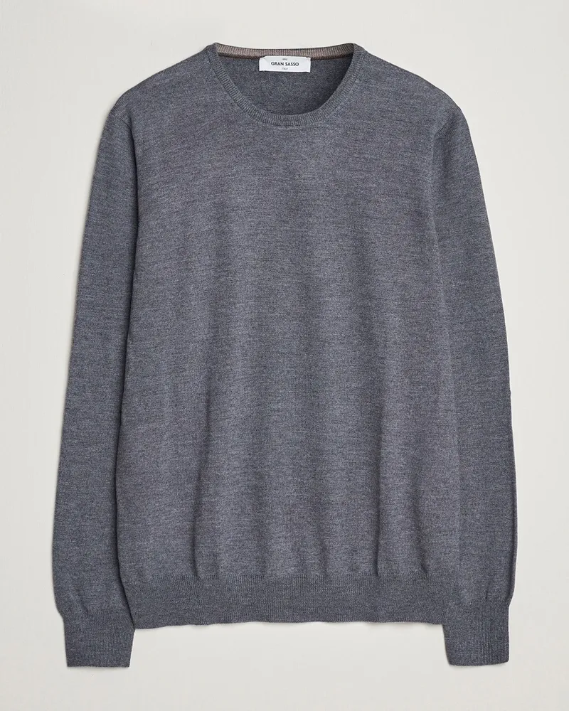 Gran Sasso Merino Fashion Fit Crew Neck Pullover Grey Melange Grau
