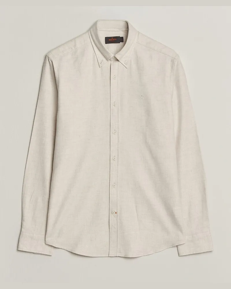 Morris Flannel Herringbone Shirt Off White Beige