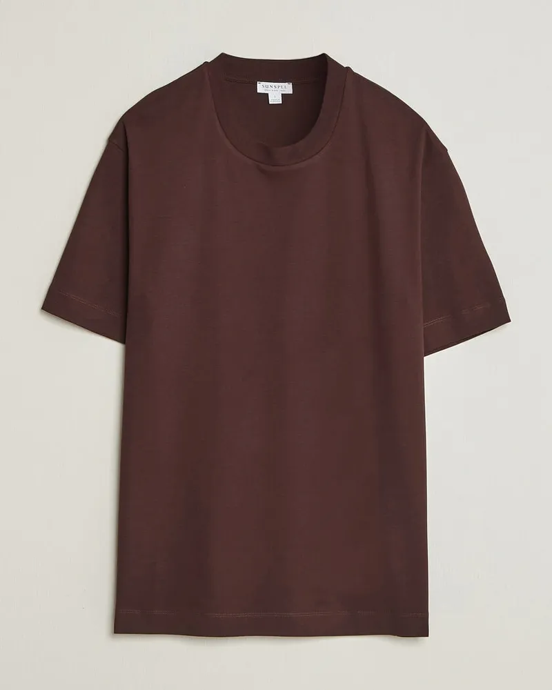 Sunspel Heavy Weight Supima Cotton T-Shirt Dark Brown Braun
