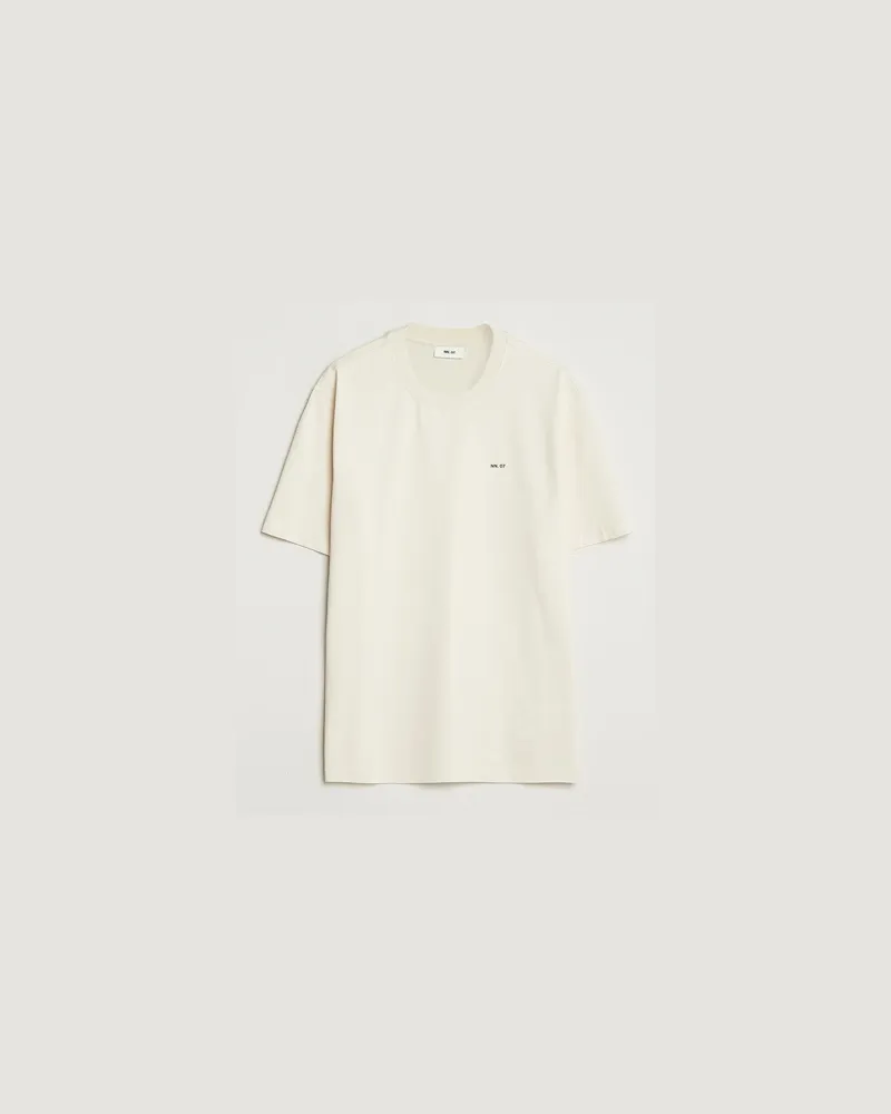 NN 07 Abel Logo Crew Neck T-Shirt Ivory Beige