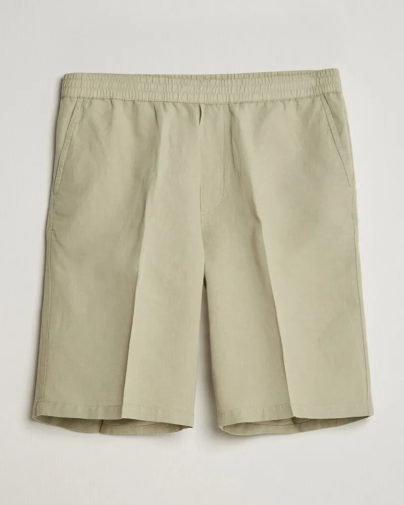 Filippa K Theo Relaxed Linen/Cotton Drawstring Shorts Light Green Grün