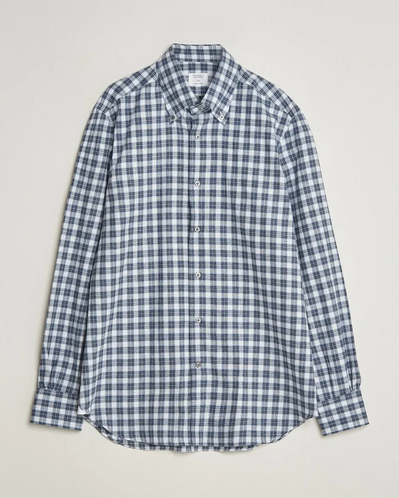 MAZZARELLI Soft Flannel Button Down Shirt Navy Blau