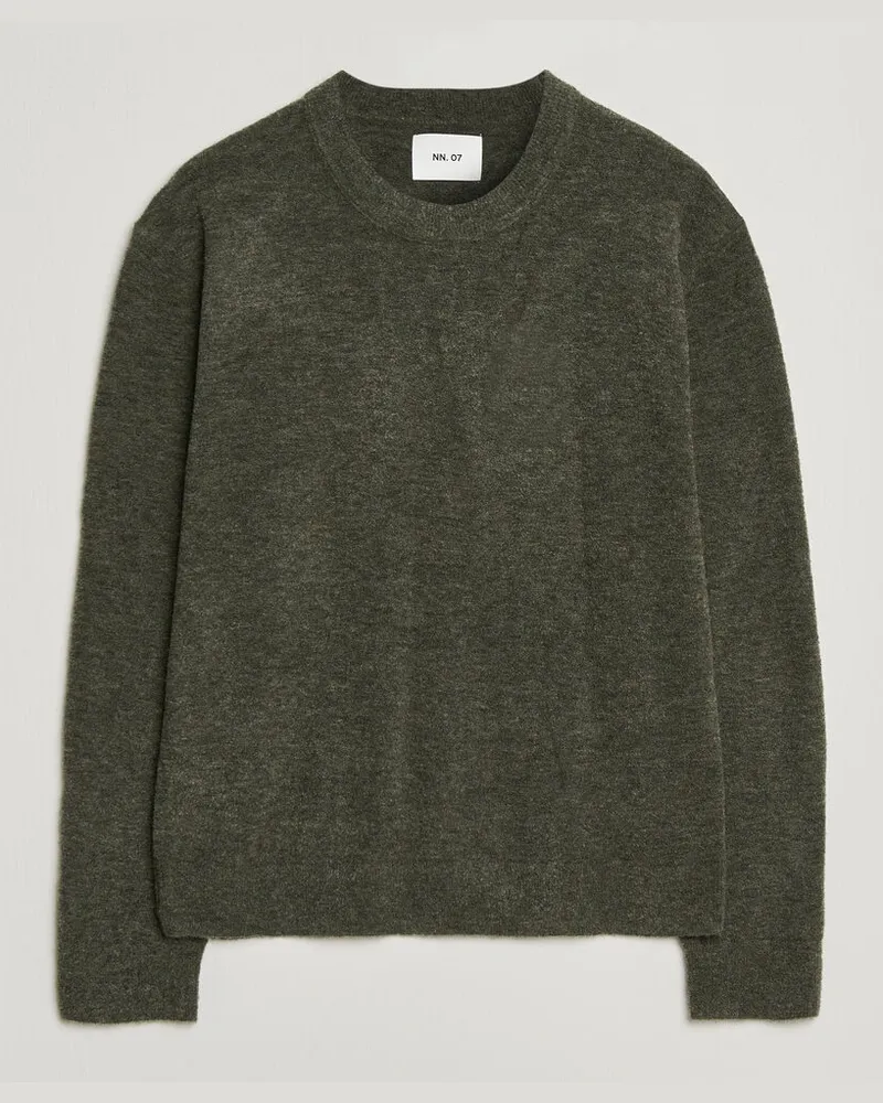 NN 07 Gavin Brushed Wool Knitted Sweater Dark Army Grün