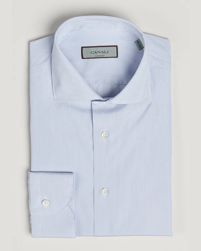 Canali Slim Fit Dress Shirt Light Blue Stripe Blau