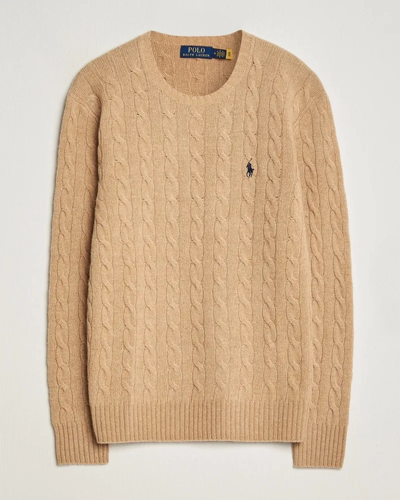 Ralph Lauren Wool/Cashmere Cable Crew Neck Camel Melange Beige