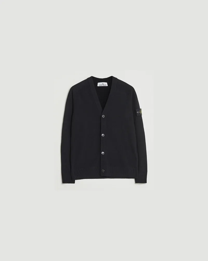 Stone Island Knitted Geelong Wool Cardigan Black Schwarz