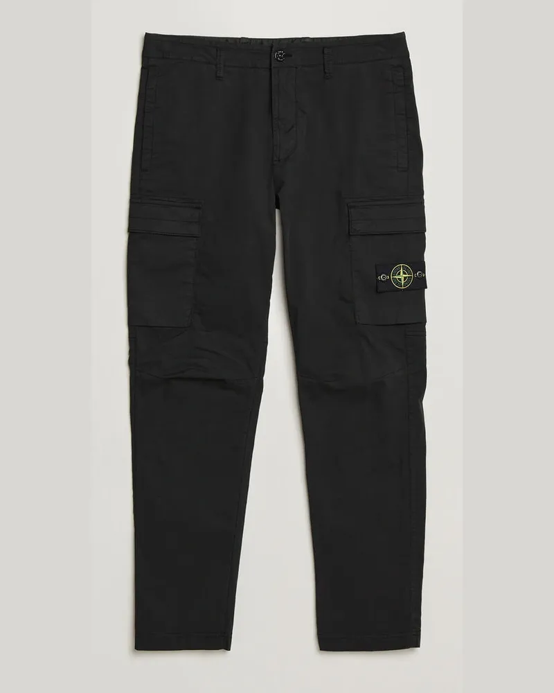 Stone Island Stretch Cotton Twill Cargo Trousers Black Schwarz