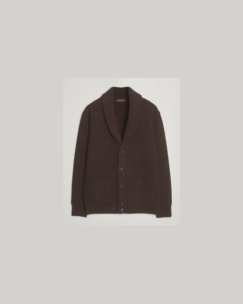 Oscar Jacobson Roland Wool Cardigan Dark Brown Braun
