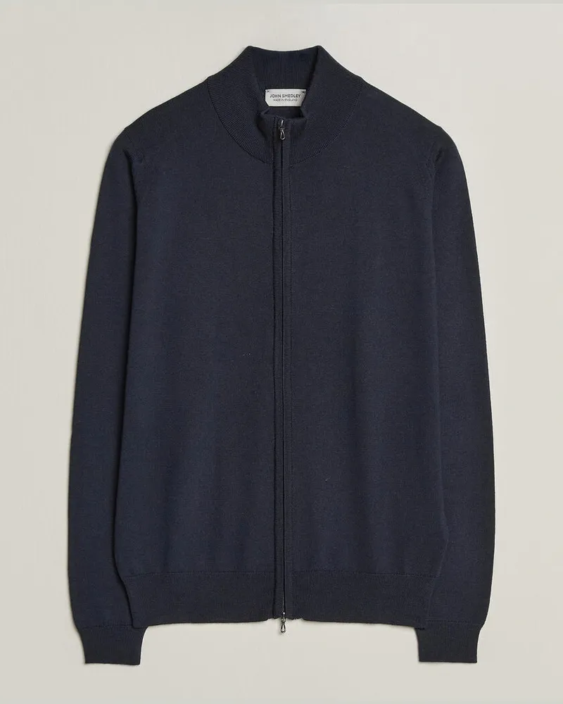 John Smedley Claygate Extra Fine Merino Full Zip Midnight Blau