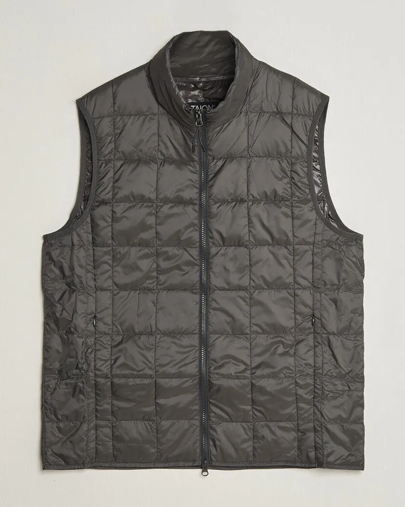 TAION High Neck Full Zip Lightweight Down Vest Dark Grey Grau