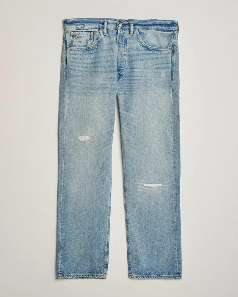 RRL Vintage Fit Distressed Jeans Bridgeview Wash Blau