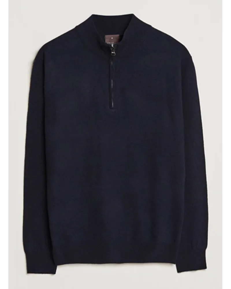 Oscar Jacobson Patton Woll Half-Zip Navy Blau