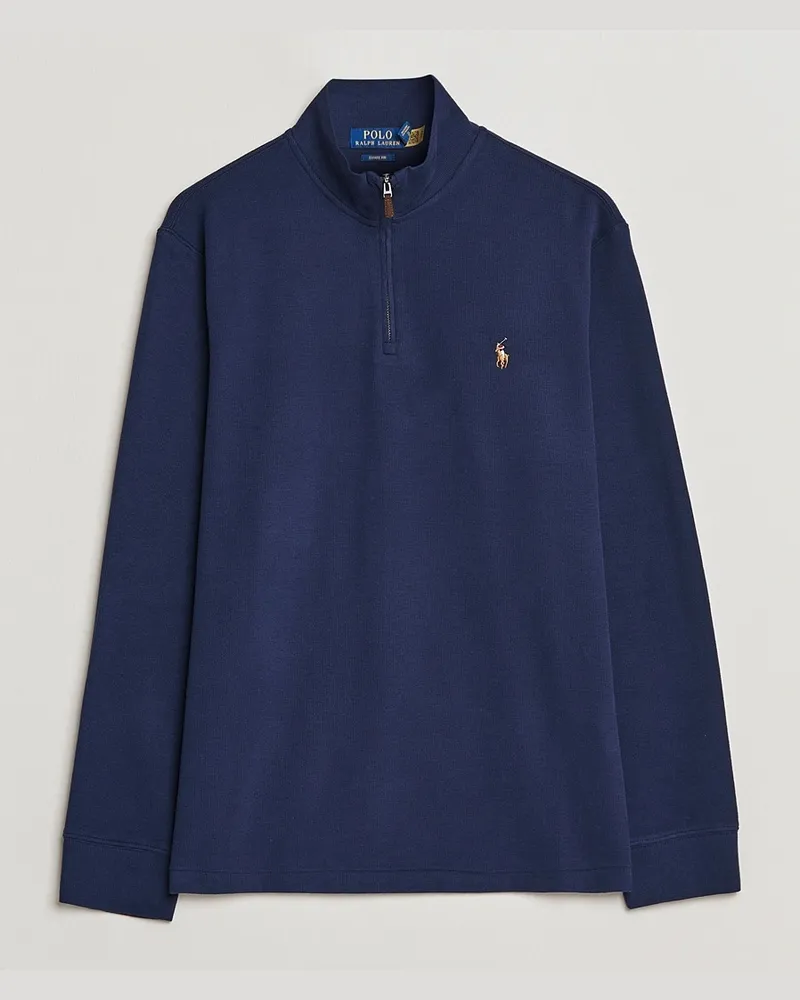 Ralph Lauren Double Knit Jaquard Half Zip Sweater Cruise Navy Blau