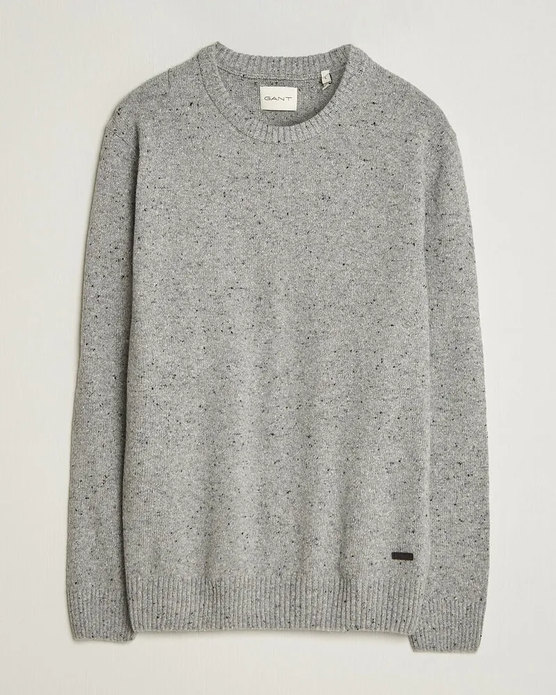 Gant Neps Wool Crew Neck Sweater Grey Melange Grau