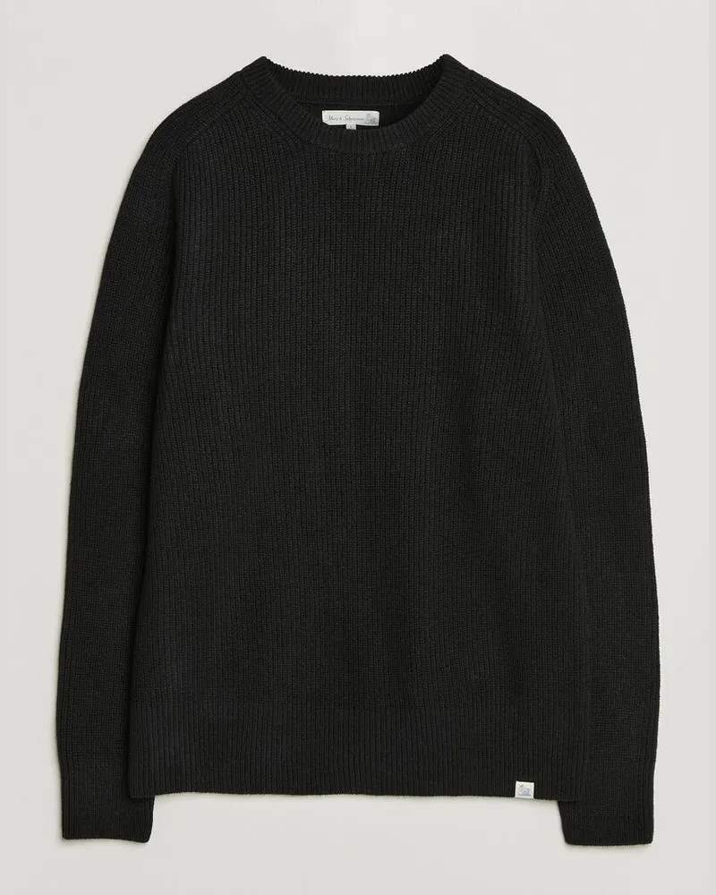 Merz b. Schwanen Merino/Cashmere Knitted Sweater Deep Black Schwarz