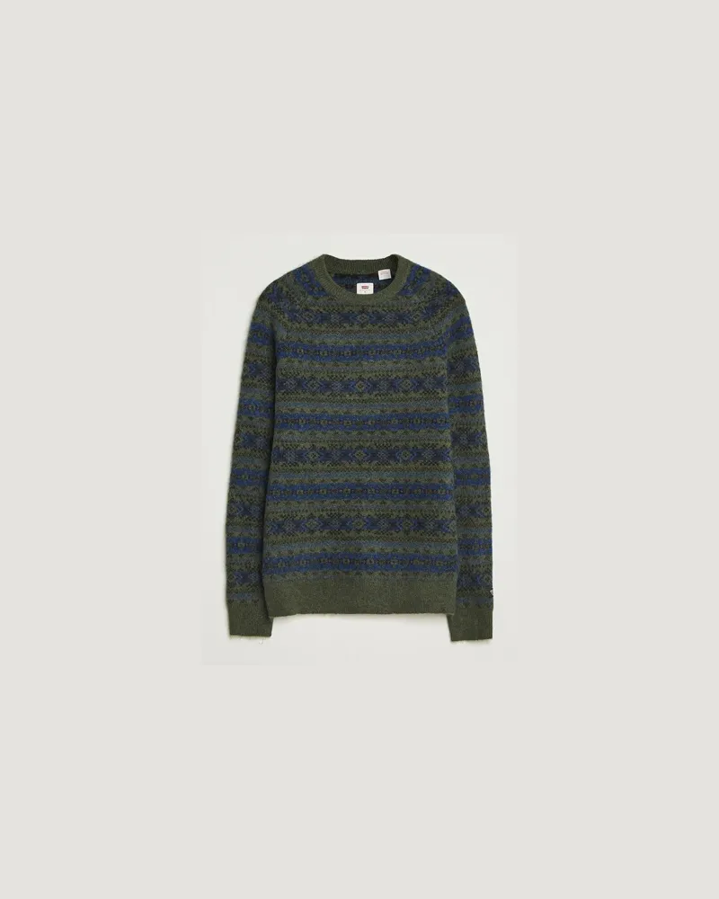 Levi's Levi Presidio Raglan Knitted Fairisle Sweater Dark Green Grün