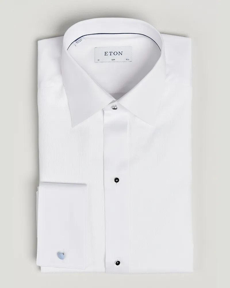 Eton Slim Fit Plissé Tuxedo Shirt White Weiß