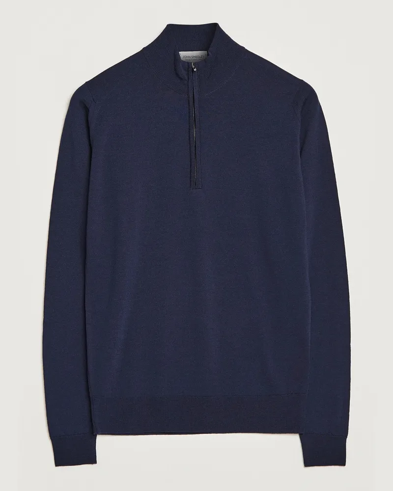 John Smedley Barrow Extra Fine Merino Half Zip Midnight Blau
