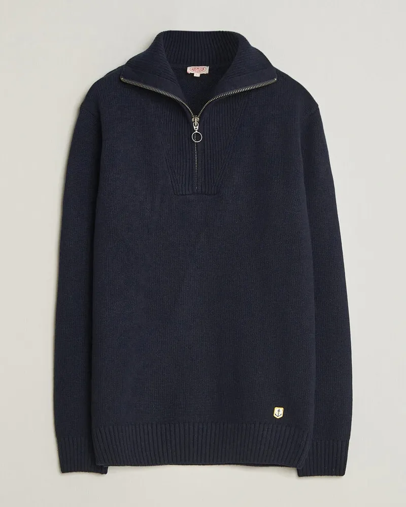 Armor-Lux Wool Knitted Half Zip Navy Blau