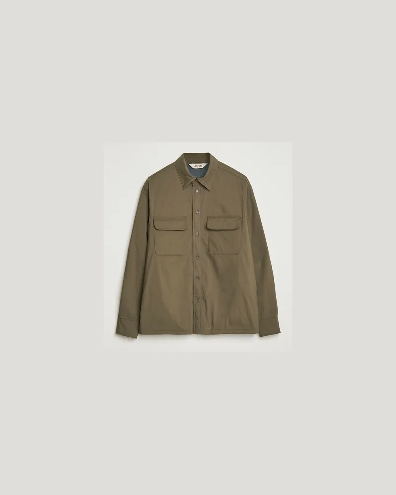 ASPESI Lined Nylon Shirt Jacket Olive Grün