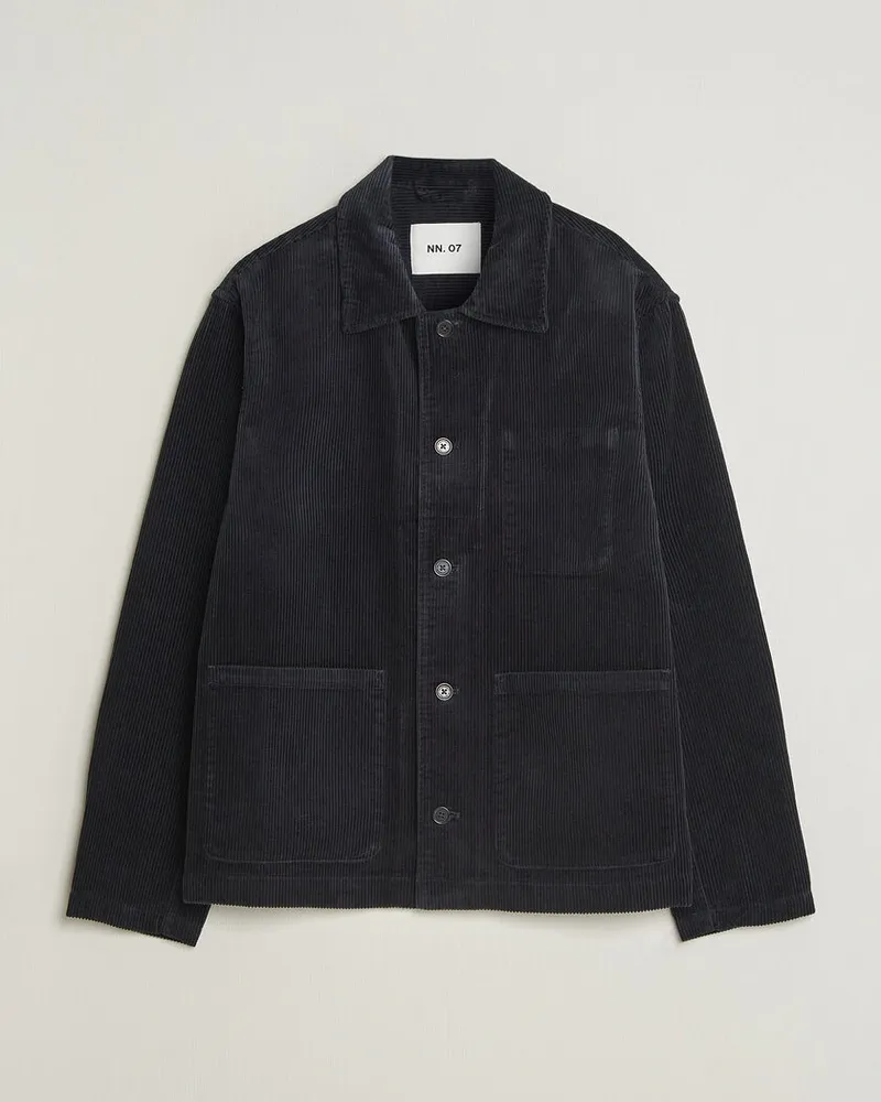 NN 07 Morgan Corduroy Overshirt Deep Navy Blau