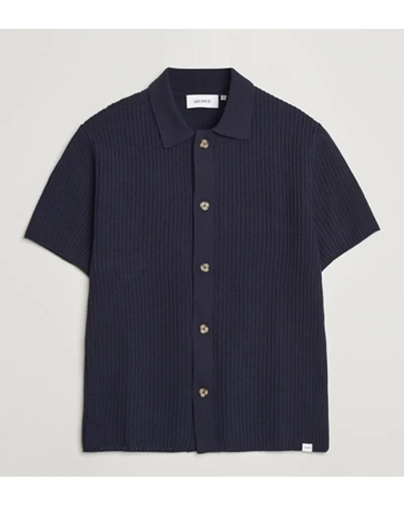 LES DEUX Gustavo Stricked Shirt Dark Navy Blau