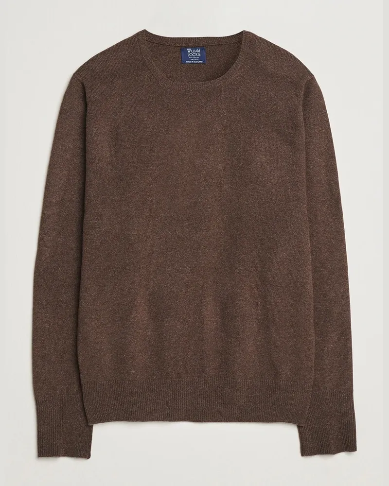 William Lockie Rob Lambswool Crewneck Mocha Braun