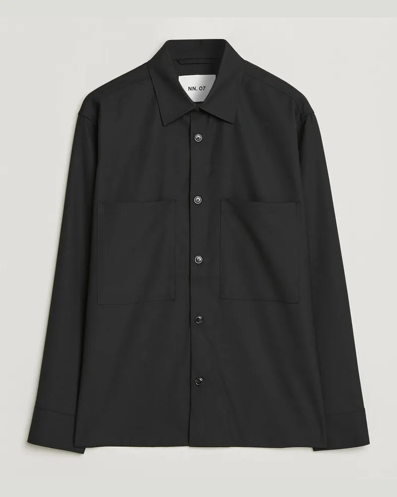 NN 07 Freddy Wool Overshirt Black Schwarz