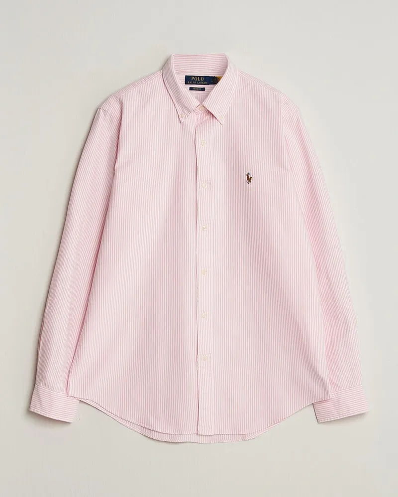 Ralph Lauren Custom Fit Micro Striped Oxford Shirt Pink Rosa