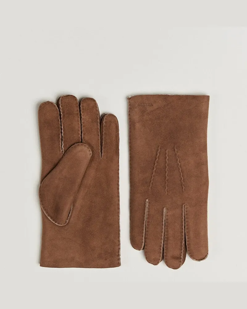 Hestra Bernard Lambskin Suede Glove Brown Braun