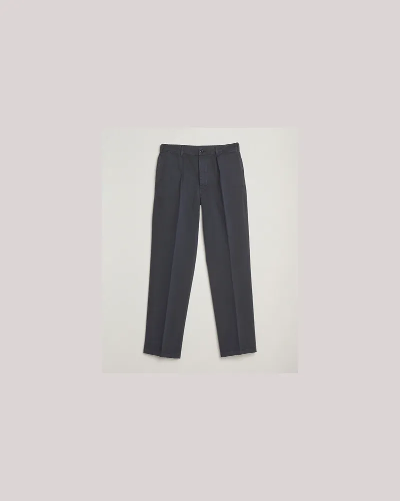 Drake's MKI Heavy Cotton Twill Trousers Navy Blau