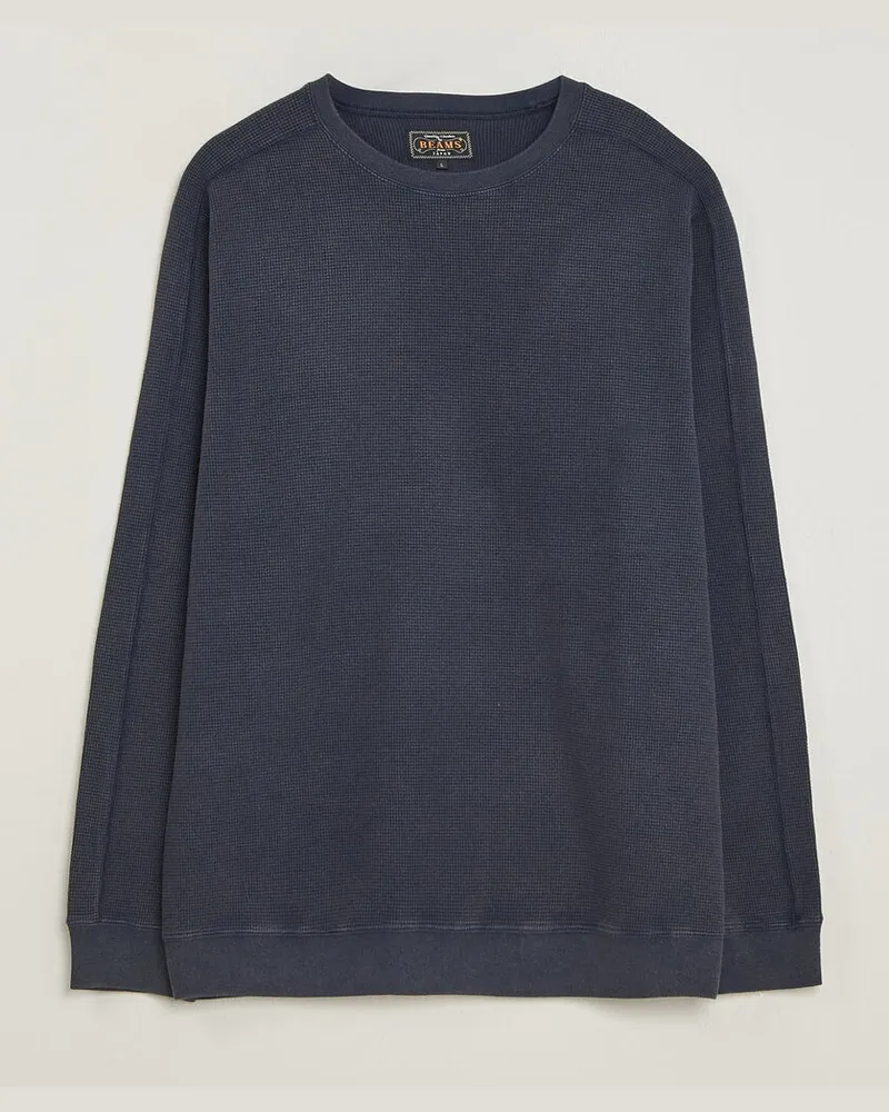 Beams Plus Fade Thermal Crew Navy Blau