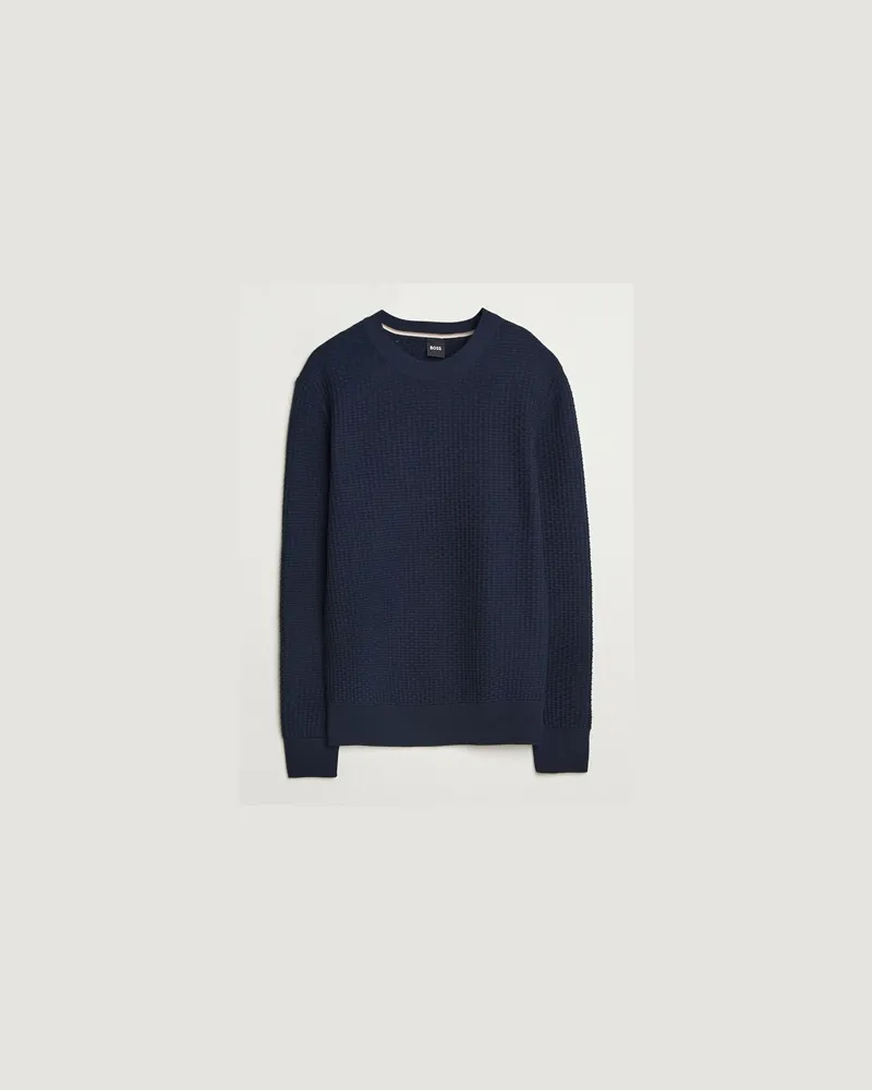 HUGO BOSS Imberto Structured Knitted Sweater Dark Blue Blau