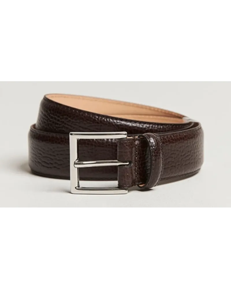 Crockett & Jones Belt 3,5 cm Dark Brown Grained Calf Braun