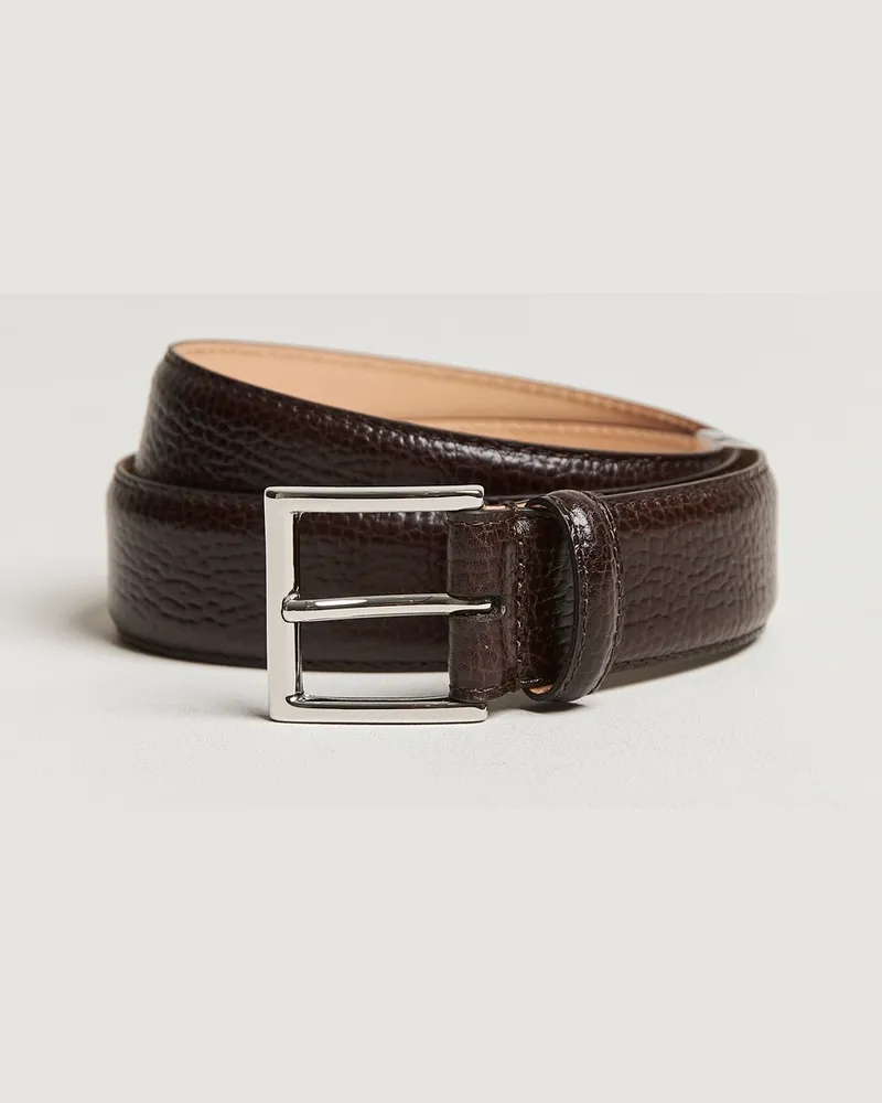Crockett & Jones Belt 3,5 cm Dark Brown Grained Calf Braun