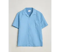 Baumwoll/Leinen Kurzarm Shirt Seaside Blue