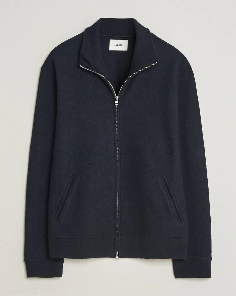 NN 07 Soft Boiled Wool Full Zip Navy Blue Blau