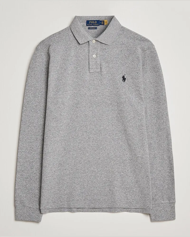 Ralph Lauren Custom Slim Fit Long Sleeve Polo Canterbury Heather Grau