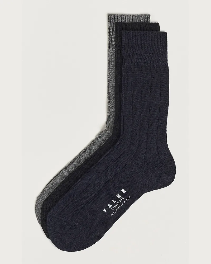 Falke 3-Pack Lhasa Cashmere Socks Black/Dark Navy/Light Grey Schwarz