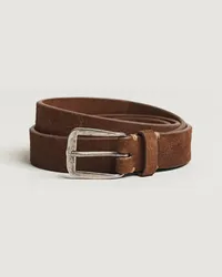 Massimo Alba Narrow Suede Belt Dark Brown Braun