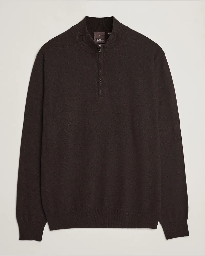 Oscar Jacobson Patton Wool/Cashmere Half Zip Brown Braun