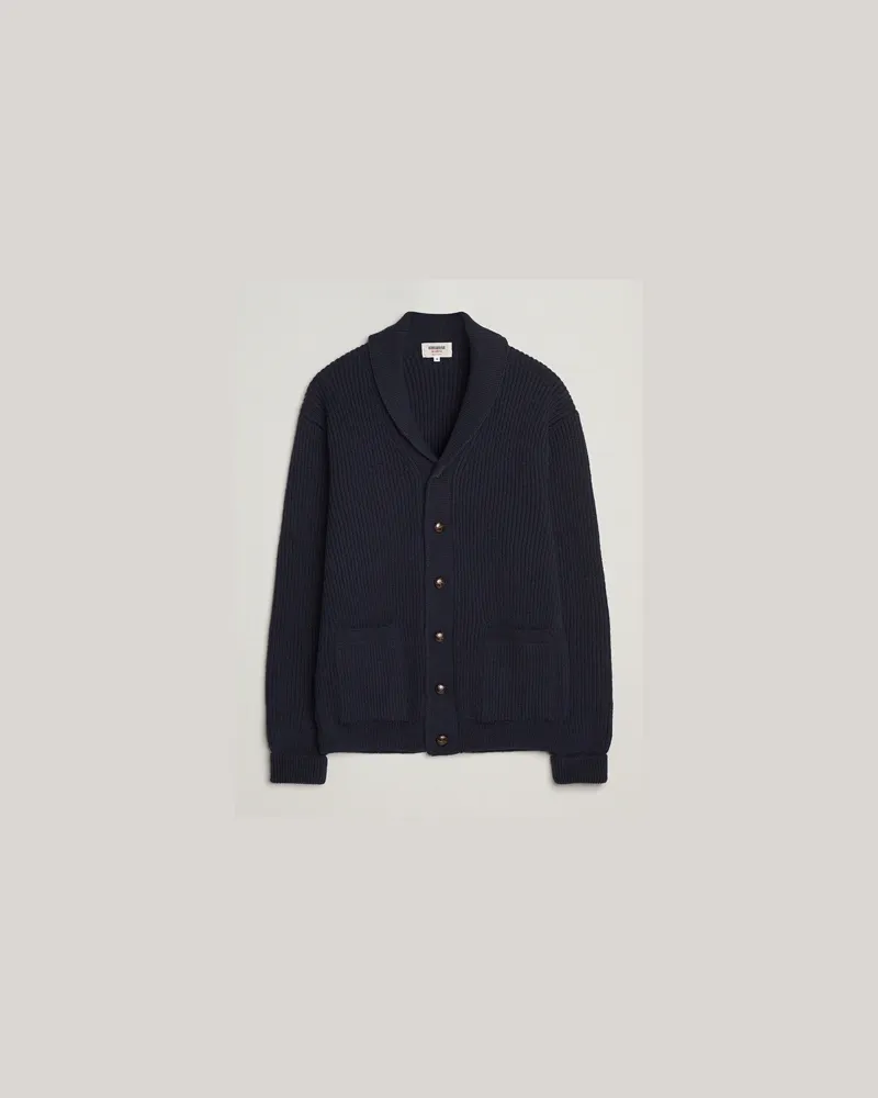 Kamakura Shirts McQueen Shawl Collar Cardigan Navy Blau
