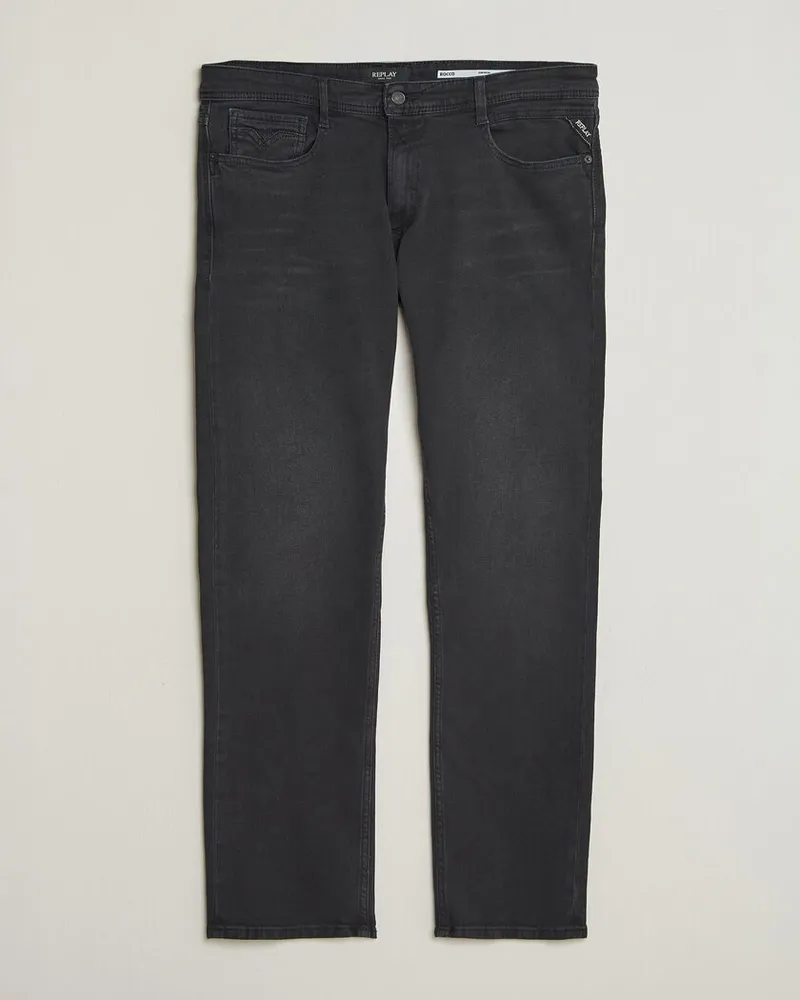 Replay Rocco Comfort Fit Powerstretch Jeans Washed Black Schwarz