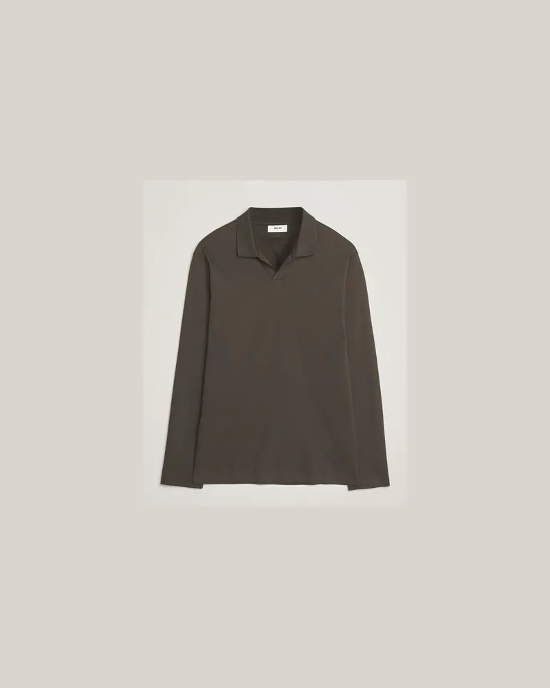 NN 07 Paul Mercerized Long Sleeve Polo Dark Army Grün