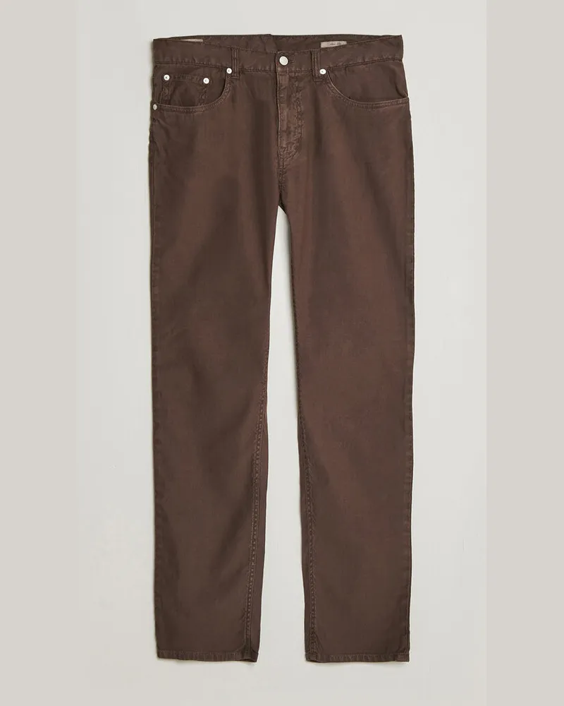 Gant Slim Fit Cotton/Linen 5-Pocket Pants Rich Brown Braun